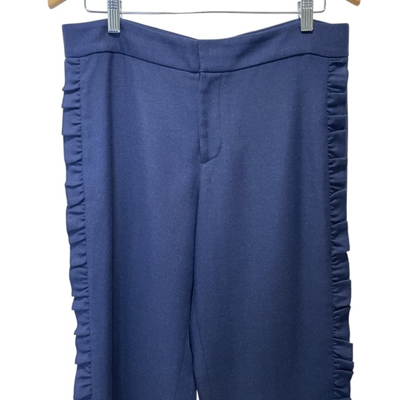 Club Monaco Navy Ruffle-Trim Pants size 8 - Picture 2 of 5